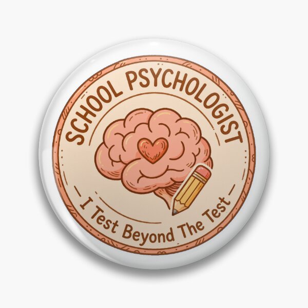 Item preview, School Psychologist I Test Beyond The Test Brain Heart Pencil Badge designed and sold by TauqeerArts.