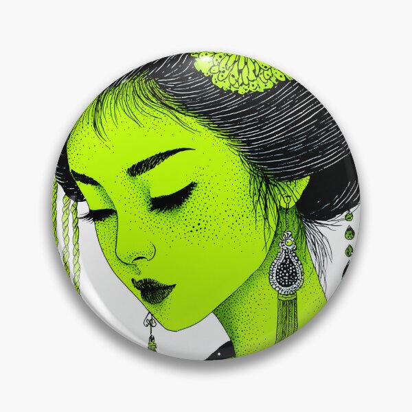 Item preview, Elegant Geisha with Vibrant Green Accents designed and sold by Artessie.