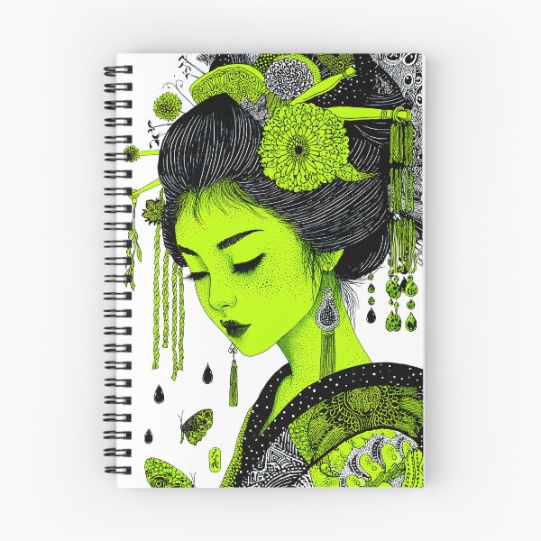 Item preview, Elegant Geisha with Vibrant Green Accents designed and sold by Artessie.