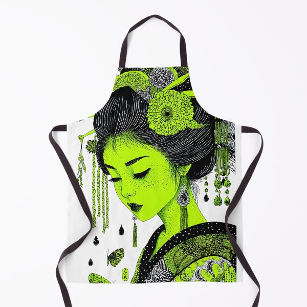 Item preview, Elegant Geisha with Vibrant Green Accents designed and sold by Artessie.