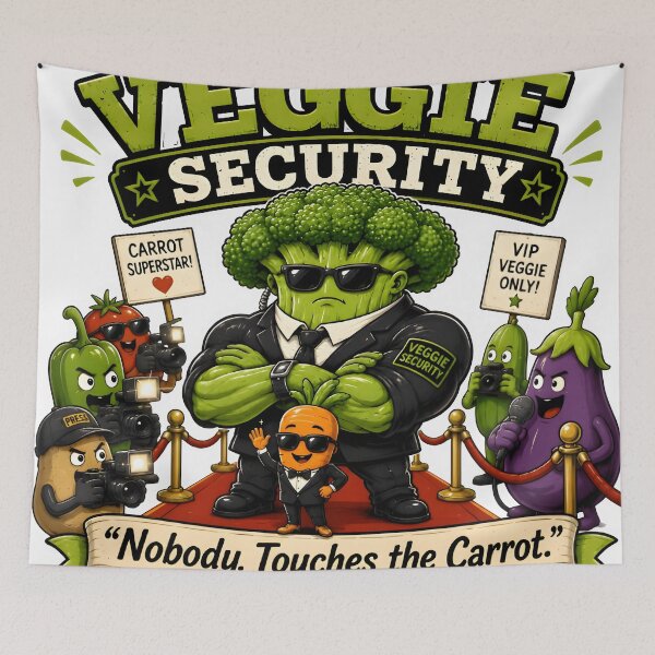 Item preview, Broccoli Bodyguard – Veggie Security Nobody Touches the Carrot Funny Food Design designed and sold by Snackwear Apparel.