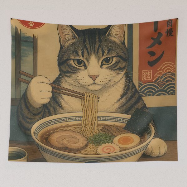 Item preview, Tabby Cat Ramen Japanese Vintage Funny Graphic designed and sold by GrinGalore.