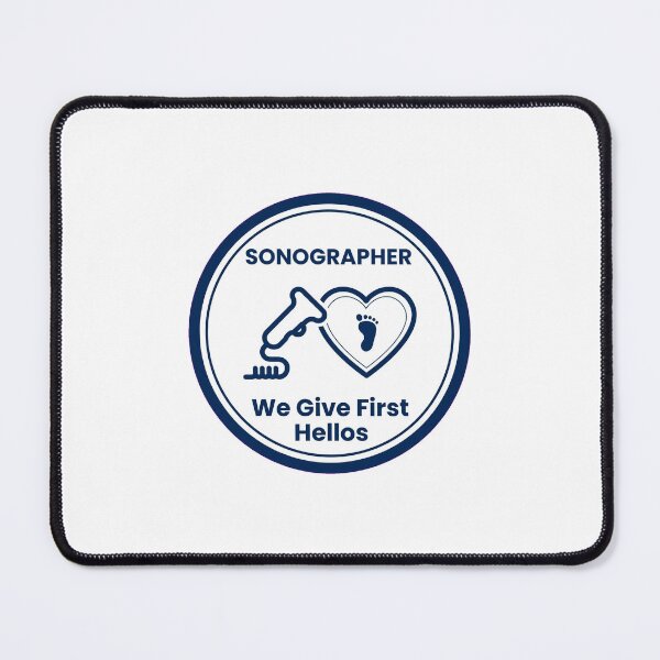 Item preview, Sonographer We Give First Hellos Ultrasound Tech Baby Footprint Heart Badge designed and sold by Clear Vibe.