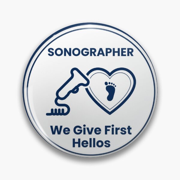 Item preview, Sonographer We Give First Hellos Ultrasound Tech Baby Footprint Heart Badge designed and sold by TauqeerArts.