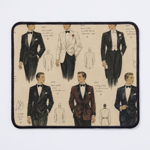 Item preview, Men’s Evening Fashion 1958 – Vintage 1950s Fashion Illustrations designed and sold by GildedPagesCo.