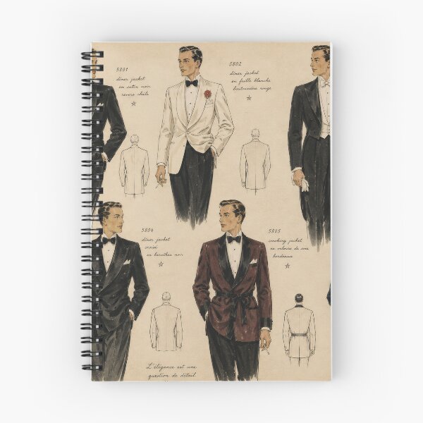 Item preview, Men’s Evening Fashion 1958 – Vintage 1950s Fashion Illustrations designed and sold by GildedPagesCo.
