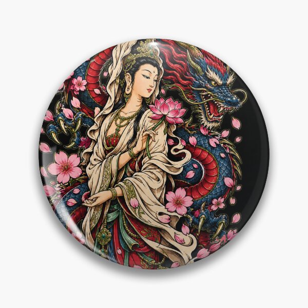Item preview, Traditional Japanese Irezumi Tattoo - Kannon and Dragon designed and sold by YunsCozyCorner.