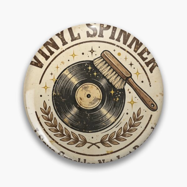Item preview, Vinyl Spinner I Save Crackles Not Just Records Vintage Record Cleaning Badge designed and sold by VYBE DARK Studio.