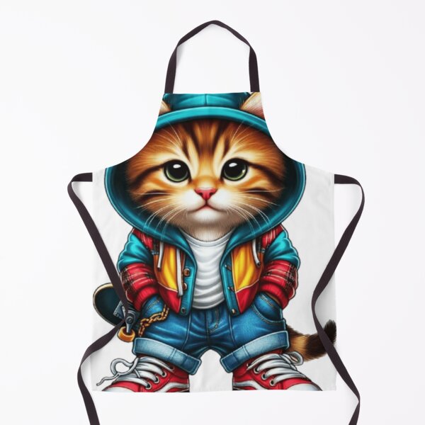 Item preview, Cute Skater Cat in Turquoise Hoodie or Kawaii Skateboarder Cat Cute 90s Streetwear designed and sold by ArhaanFashions.