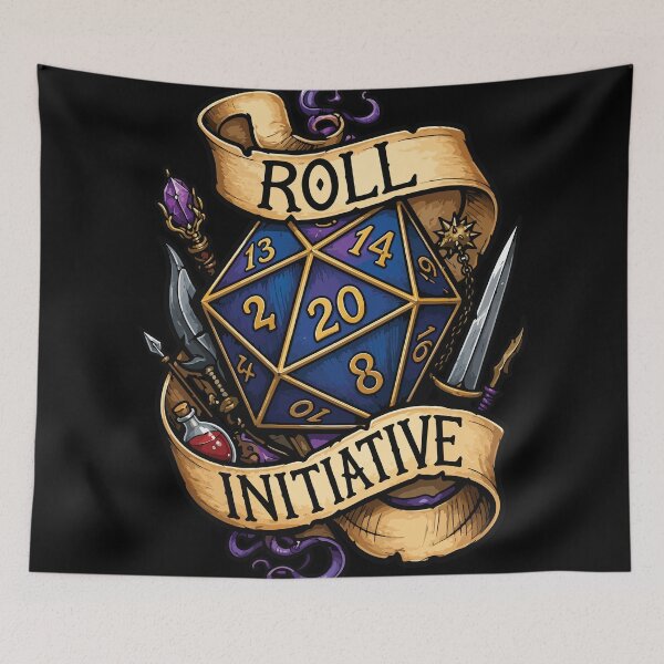 Item preview, Vintage Roll Initiative D20 Dice Banner TTRPG designed and sold by BrownHorse90s.