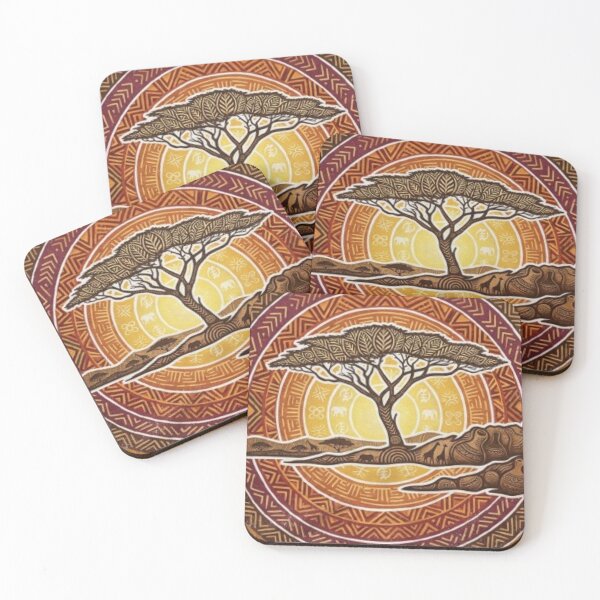 Item preview, African Tree Mandala Sunset Vintage Art designed and sold by Adatasarim-1.