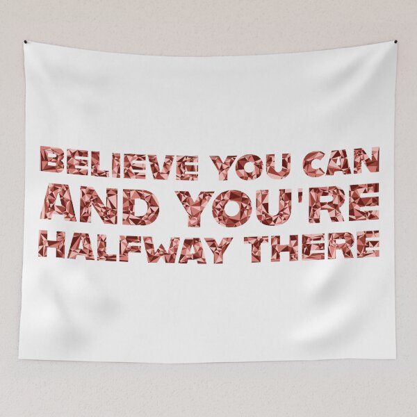 Item preview, "Believe You Can And You're Halfway There" Inspirational Quote Red Triangular Mosaic Design designed and sold by DymondDesigns.
