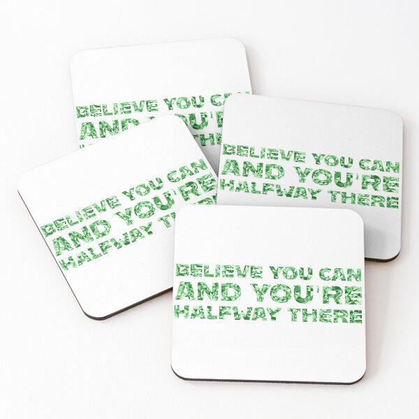 Item preview, "Believe You Can And You're Halfway There" Inspirational Quote Green Triangular Mosaic Design designed and sold by DymondDesigns.