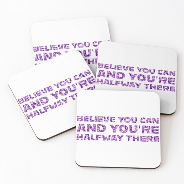 Item preview, "Believe You Can And You're Halfway There" Inspirational Quote Purple Triangular Mosaic Design designed and sold by DymondDesigns.