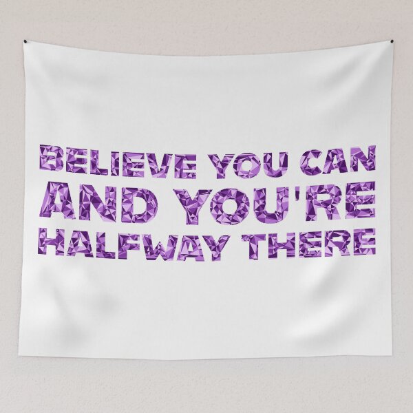 Item preview, "Believe You Can And You're Halfway There" Inspirational Quote Purple Triangular Mosaic Design designed and sold by DymondDesigns.
