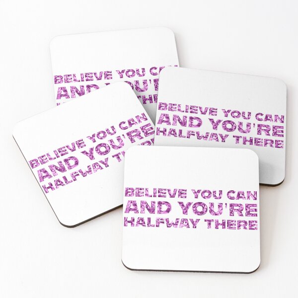 Item preview, "Believe You Can And You're Halfway There" Inspirational Quote Pink Triangular Mosaic Design designed and sold by DymondDesigns.