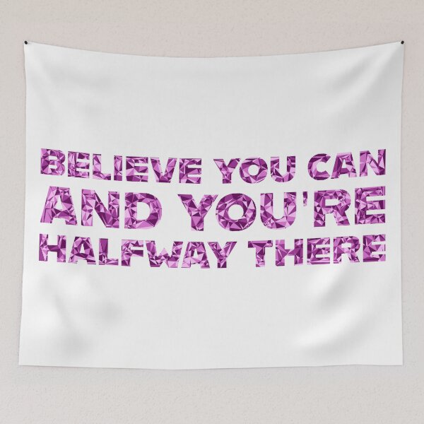 Item preview, "Believe You Can And You're Halfway There" Inspirational Quote Pink Triangular Mosaic Design designed and sold by DymondDesigns.