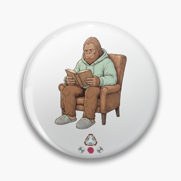 Item preview, Cozy Bigfoot Reading a Book in Armchair - Cute Sasquatch designed and sold by Whimsy Trail Co.