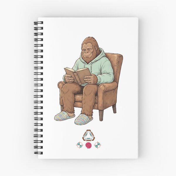 Item preview, Cozy Bigfoot Reading a Book in Armchair - Cute Sasquatch designed and sold by Whimsy Trail Co.