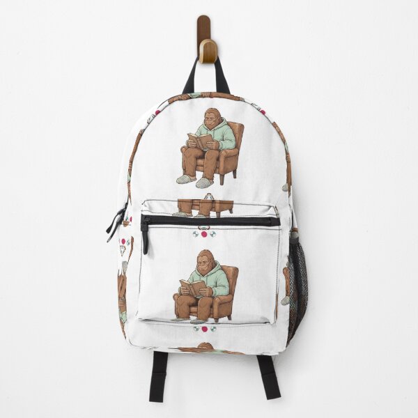 Item preview, Cozy Bigfoot Reading a Book in Armchair - Cute Sasquatch designed and sold by Whimsy Trail Co.