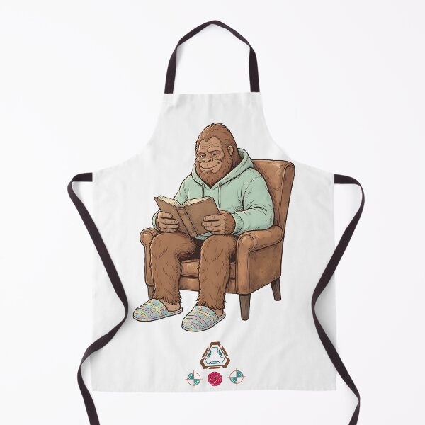 Item preview, Cozy Bigfoot Reading a Book in Armchair - Cute Sasquatch designed and sold by Whimsy Trail Co.