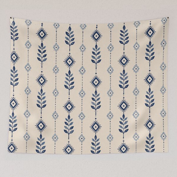 Item preview, Blue Botanical & Geometric Vintage Pattern designed and sold by Punch-E415.