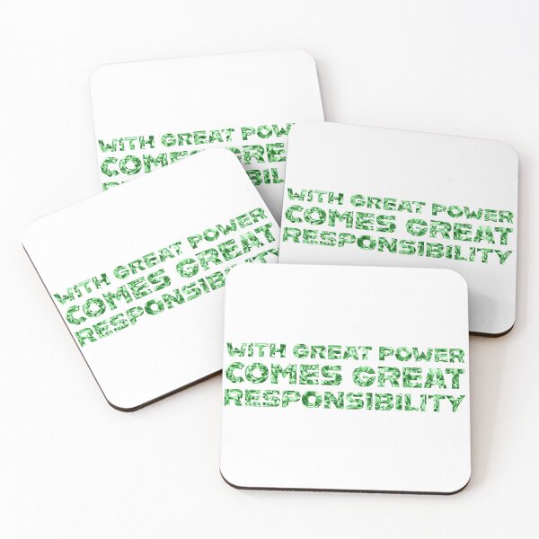 Item preview, "With Great Power Comes Great Responsibilty" Inspirational Quote Green Triangular Mosaic Design designed and sold by DymondDesigns.