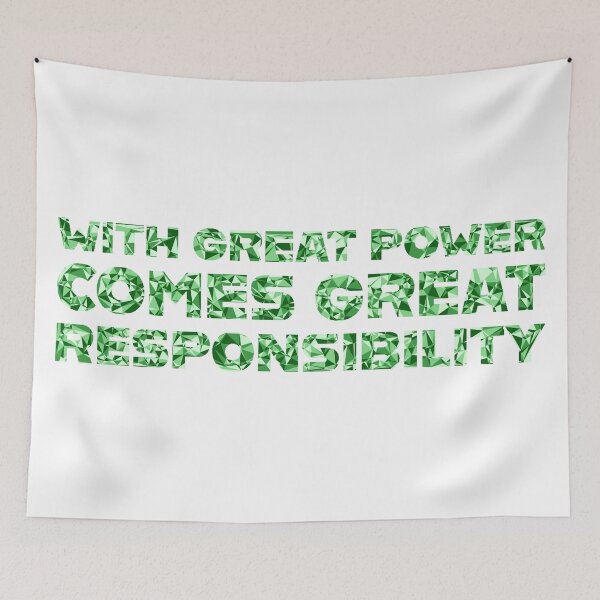 Item preview, "With Great Power Comes Great Responsibilty" Inspirational Quote Green Triangular Mosaic Design designed and sold by DymondDesigns.