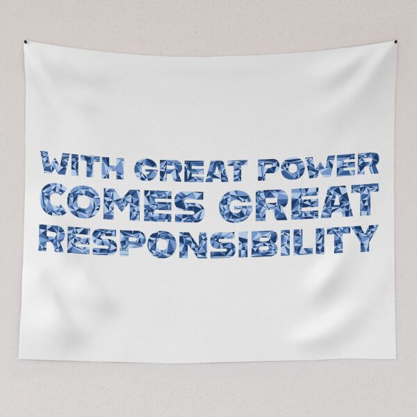 Item preview, "With Great Power Comes Great Responsibilty" Inspirational Quote Blue Triangular Mosaic Design designed and sold by DymondDesigns.