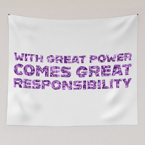 Item preview, "With Great Power Comes Great Responsibilty" Inspirational Quote Purple Triangular Mosaic Design designed and sold by DymondDesigns.