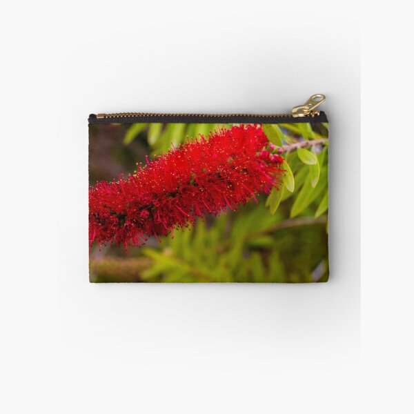 Item preview, Red Bottlebrush Flower Closeup On Green Leaves Vibrant Callistemon Bloom In Garden designed and sold by Nmallia.