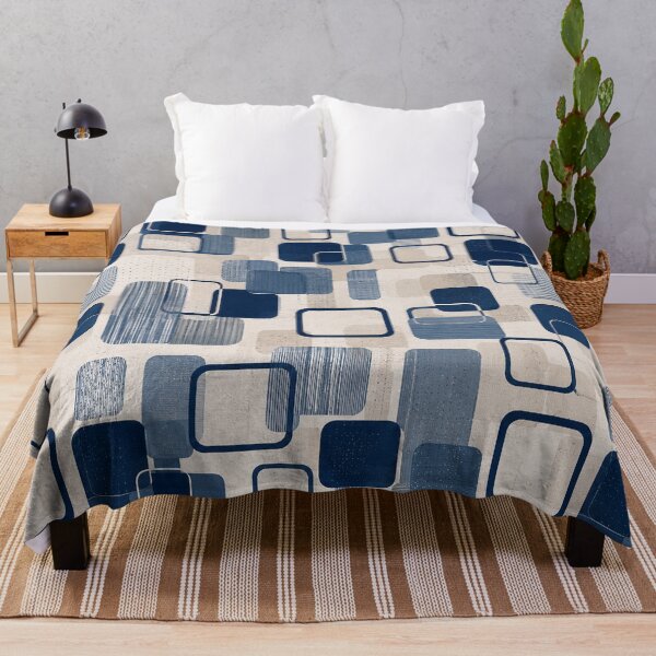 Item preview, Mid-Century Modern Navy Blue Geometric Abstract Pattern designed and sold by Punch-E415.