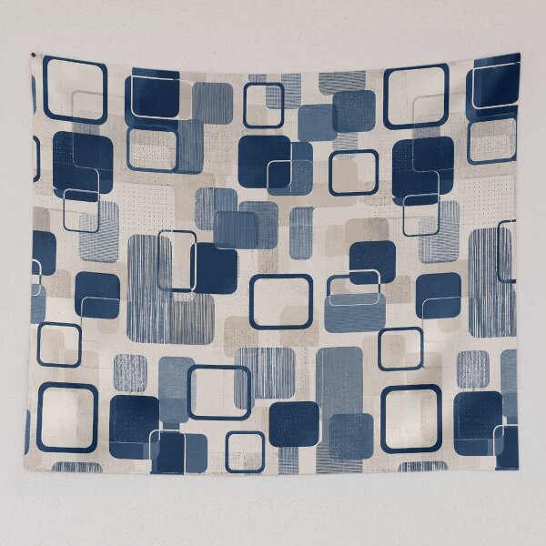 Item preview, Mid-Century Modern Navy Blue Geometric Abstract Pattern designed and sold by Punch-E415.
