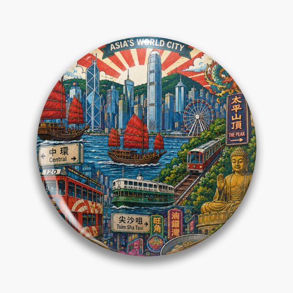 Item preview, Hong Kong Asia World City Vintage Travel Poster designed and sold by Skyrocketz.
