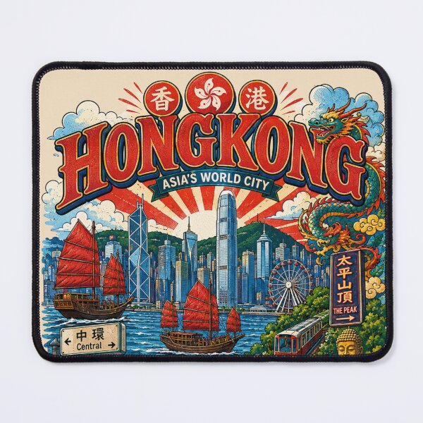 Item preview, Hong Kong Asia World City Vintage Travel Poster designed and sold by Skyrocketz.