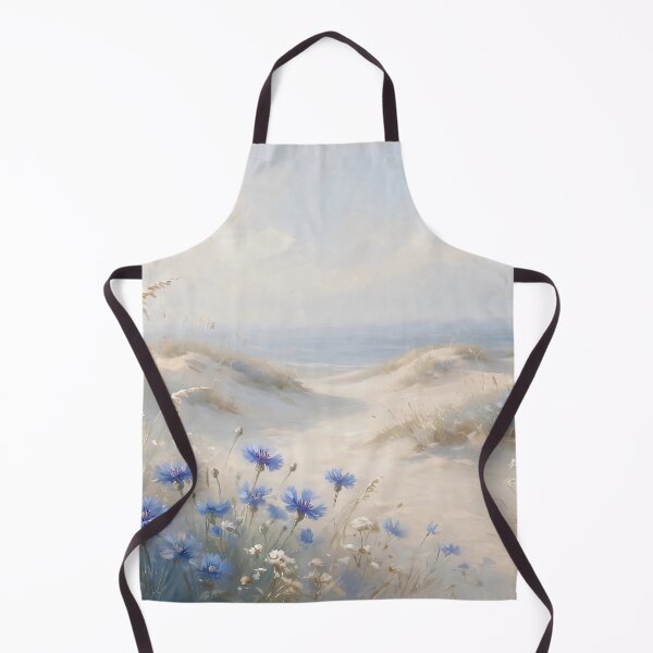 Item preview, Blue Cornflowers On Sandy Dunes - Coastal Beach Grass Painting designed and sold by Jozefin's Studio.