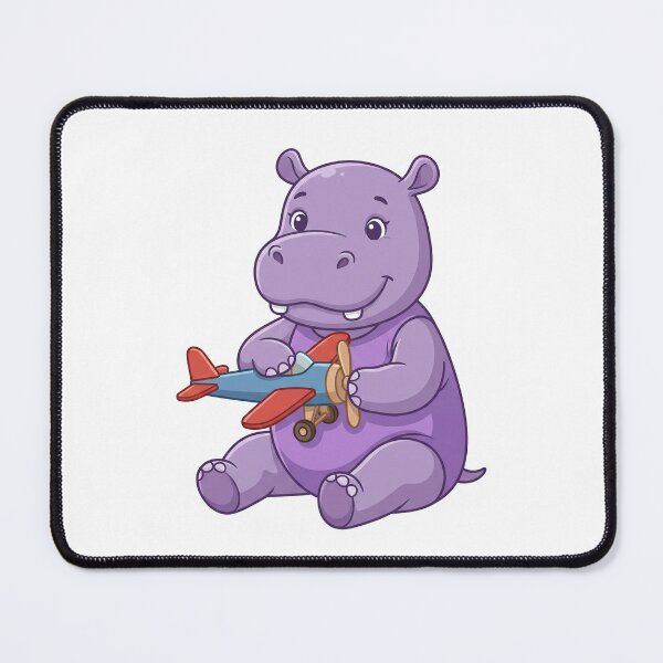 Item preview, Cute Purple Hippo Pilot with Toy Airplane Nursery Art designed and sold by KaleeDesigns.