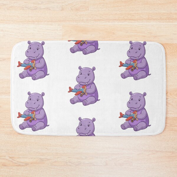 Item preview, Cute Purple Hippo Pilot with Toy Airplane Nursery Art designed and sold by KaleeDesigns.