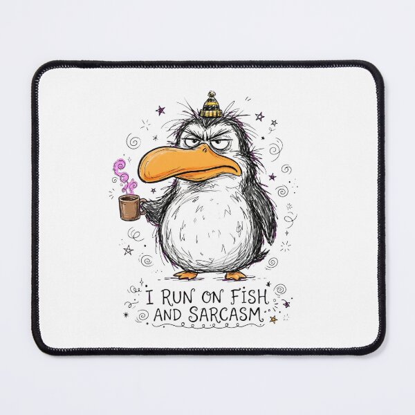 Item preview, Funny Penguin Fish Sarcasm Caricature designed and sold by puzzell.