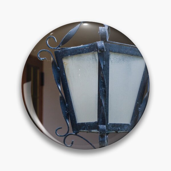 Item preview, Vintage Wrought Iron Lantern Street Lamp With Frosted Glass By Arched Entrance And Wooden Window designed and sold by Nmallia.