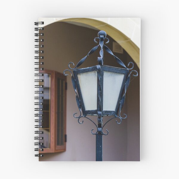 Item preview, Vintage Wrought Iron Lantern Street Lamp With Frosted Glass By Arched Entrance And Wooden Window designed and sold by Nmallia.