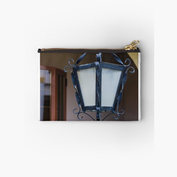 Item preview, Vintage Wrought Iron Lantern Street Lamp With Frosted Glass By Arched Entrance And Wooden Window designed and sold by Nmallia.