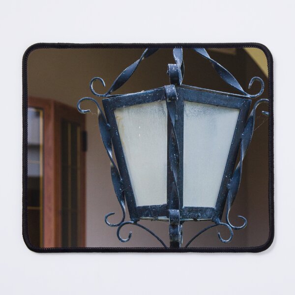 Item preview, Vintage Wrought Iron Lantern Street Lamp With Frosted Glass By Arched Entrance And Wooden Window designed and sold by Nmallia.