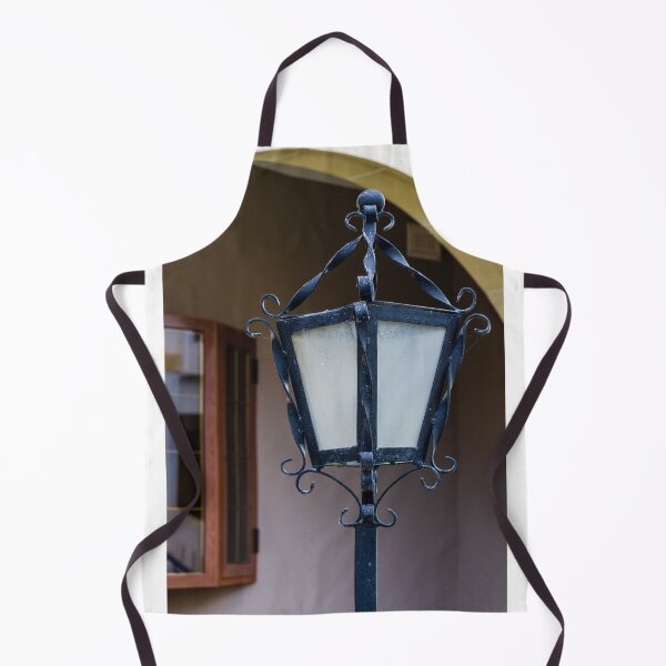 Item preview, Vintage Wrought Iron Lantern Street Lamp With Frosted Glass By Arched Entrance And Wooden Window designed and sold by Nmallia.