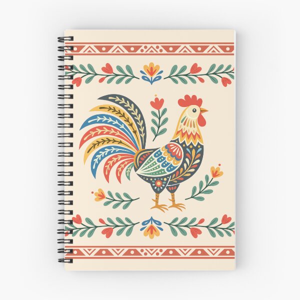 Item preview, Rooster Scandinavian Folk Art Print designed and sold by ZanyPaintbrush.