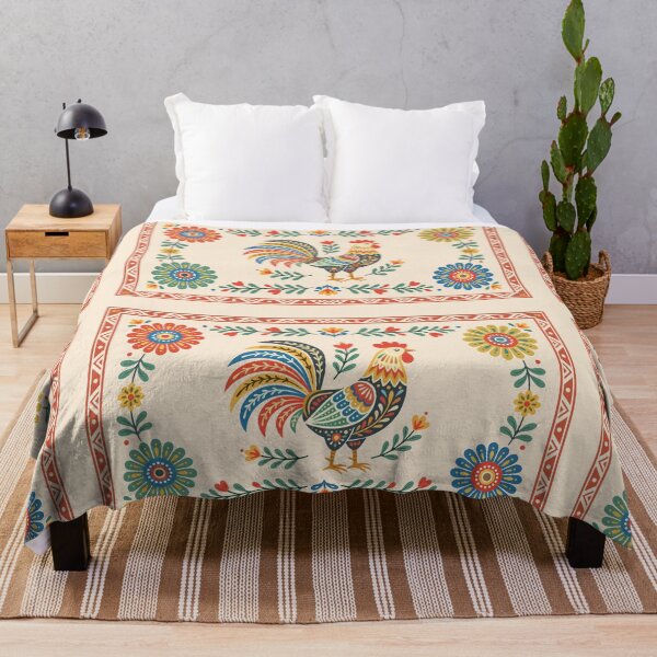 Item preview, Rooster Scandinavian Folk Art Print designed and sold by ZanyPaintbrush.
