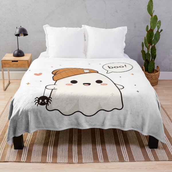 Item preview, Cute Beanie Ghost Saying Boo Funny Spooky Halloween Kawaii Ghost designed and sold by ucpstudio.