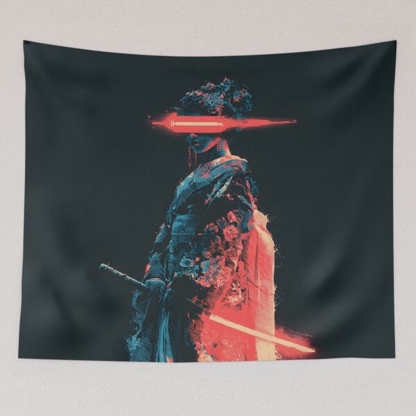 Item preview, Cyberpunk Japanese Ninja Geisha  Samurai Neon Girl designed and sold by GrinGalore.