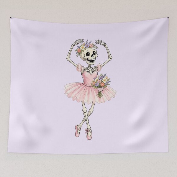 Item preview, Funny Skeleton Ballerina with Flowers – Dancing Bones designed and sold by SweetLilith.
