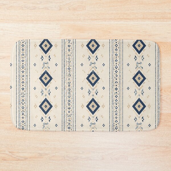 Item preview, Boho Geometric Aztec Stripe Pattern – Navy Blue & Beige designed and sold by Punch-E415.